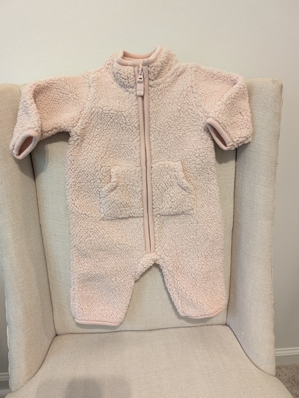 Carter's Pale Pink Sherpa One-Piece Baby Romper
